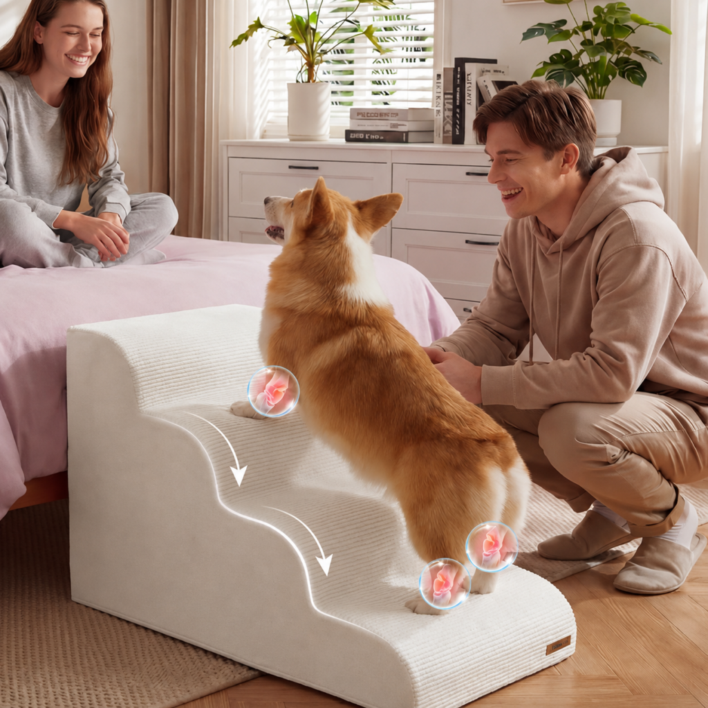 dog step with couple