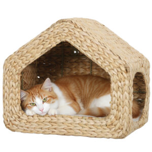 wicker triangle cat bed