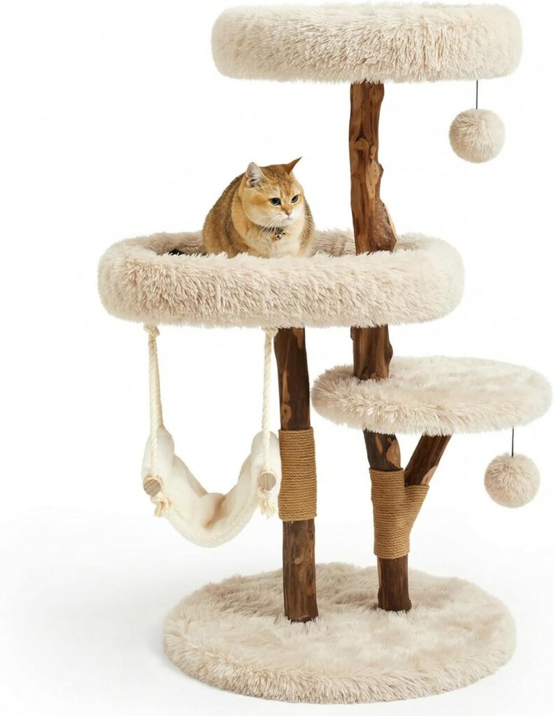 wood cushy cat tree