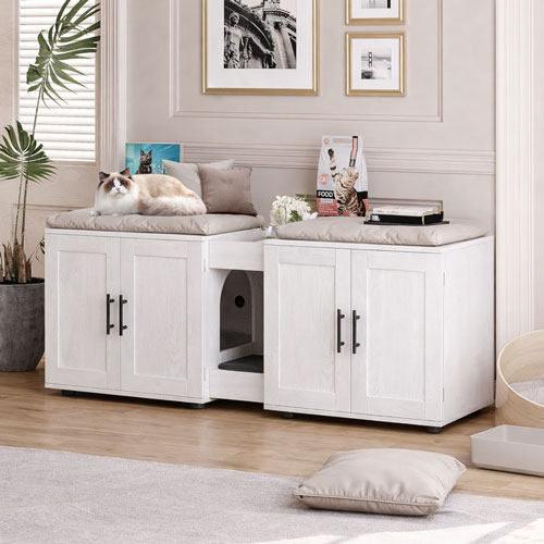 double cat enclosure white