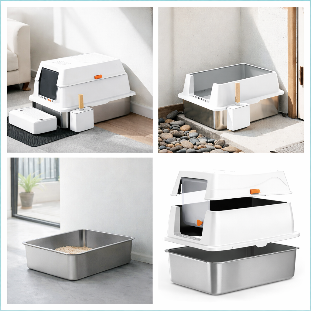modular cat litter box in different setups
