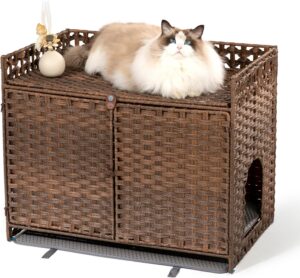 rattan wicker litter box enclosure