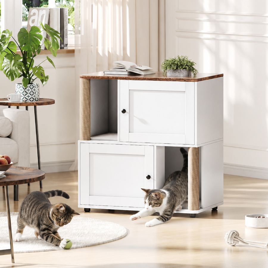 white cat house