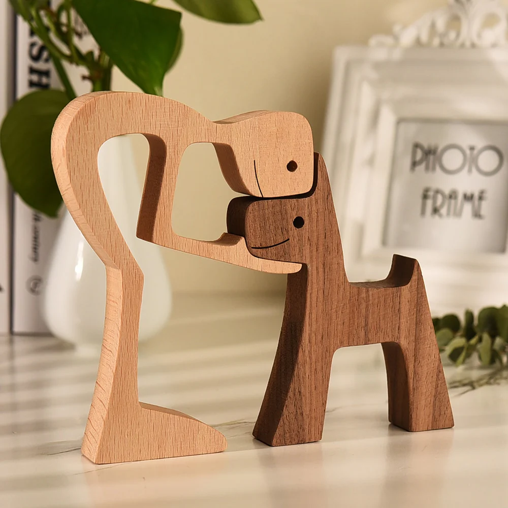 wood dog statue