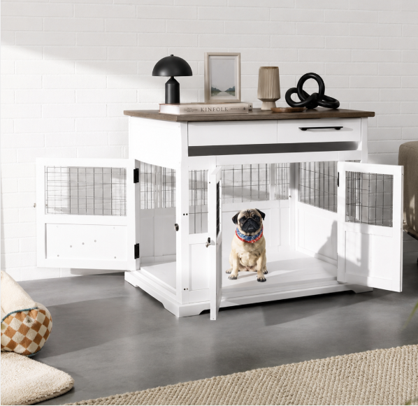white decor dog crate